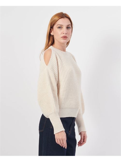 MDM knitted crew neck sweater MADEMOISELLE DU MONDE | F607-6041BURRO